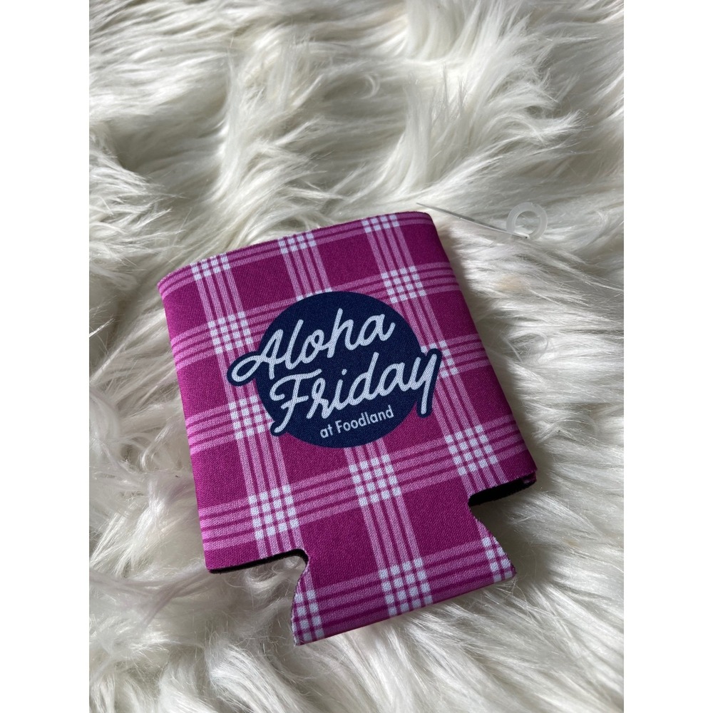 NWT Foodland Hawaii Palaka Can Koozie Aloha Friday Collection Purple